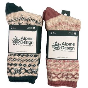 NEW 4 Pair Alpine Design Performance Hiking Crew Cut Ragg Socks Women's M 5-10